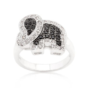 Black and White Cubic Zirconia Elephant Ring - Jewelry Xoxo