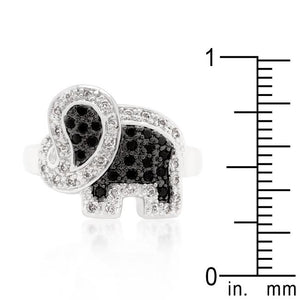 Black and White Cubic Zirconia Elephant Ring - Jewelry Xoxo