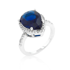 Sapphire Cubic Zirconia Drop Ring - Jewelry Xoxo