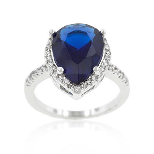 Sapphire Cubic Zirconia Drop Ring - Jewelry Xoxo