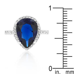 Sapphire Cubic Zirconia Drop Ring - Jewelry Xoxo