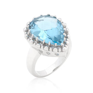 Solitaire Blue Topaz Cocktail Ring - Jewelry Xoxo