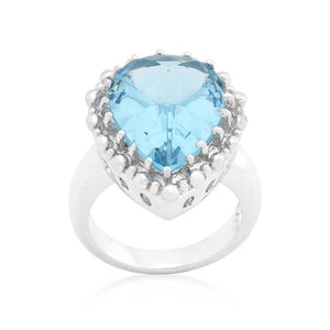 Solitaire Blue Topaz Cocktail Ring - Jewelry Xoxo