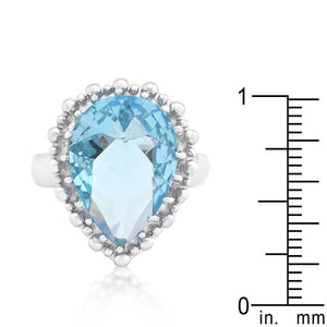 Solitaire Blue Topaz Cocktail Ring - Jewelry Xoxo