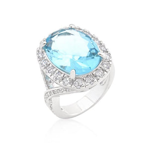 Oval Blue Topaz Cocktail Ring - Jewelry Xoxo