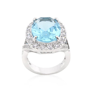 Oval Blue Topaz Cocktail Ring - Jewelry Xoxo