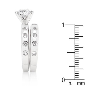 Bezel Set Round Cut Bridal Ring Set - Jewelry Xoxo