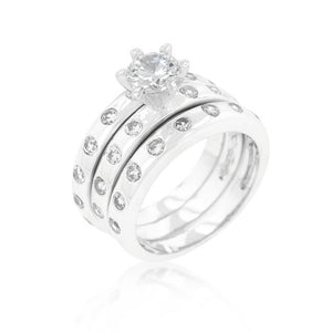 Bezel Set Engagement Ring Set - Jewelry Xoxo