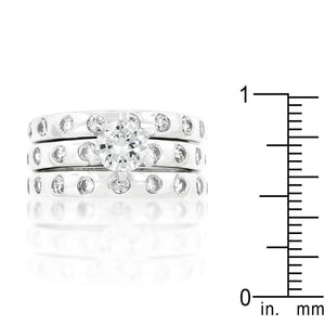 Bezel Set Engagement Ring Set - Jewelry Xoxo