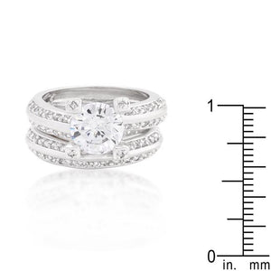 Cubic Zirconia Round Cut Pave Ring Set - Jewelry Xoxo