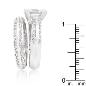 Cubic Zirconia Round Cut Pave Ring Set - Jewelry Xoxo