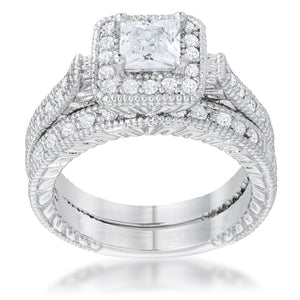 Art Deco Princess Cut Bridal Set - Jewelry Xoxo