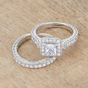 Art Deco Princess Cut Bridal Set - Jewelry Xoxo