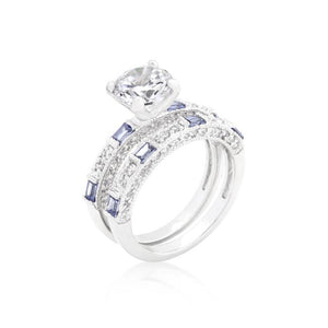 Clear and Tanzanite Cubic Zirconia Ring Set - Jewelry Xoxo