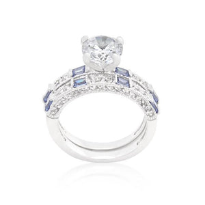 Clear and Tanzanite Cubic Zirconia Ring Set - Jewelry Xoxo