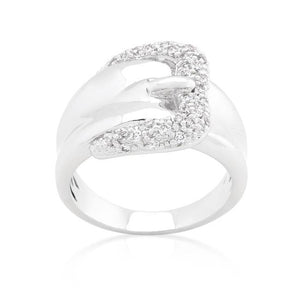 Simple Cubic Zirconia Belt Ring - Jewelry Xoxo