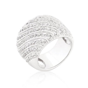Cubic Zirconia Pave Diagonal Ring - Jewelry Xoxo