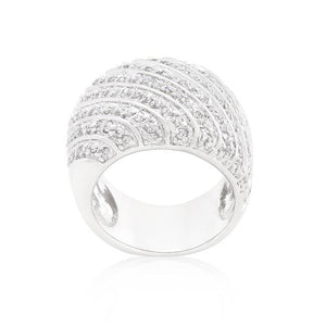 Cubic Zirconia Pave Diagonal Ring - Jewelry Xoxo