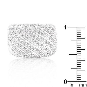 Cubic Zirconia Pave Diagonal Ring - Jewelry Xoxo