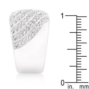Cubic Zirconia Pave Diagonal Ring - Jewelry Xoxo