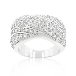Pave Overlap Diagonal Ring - Jewelry Xoxo