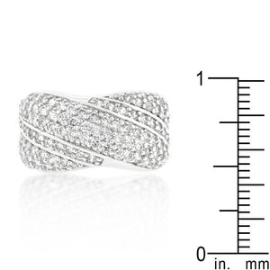 Pave Overlap Diagonal Ring - Jewelry Xoxo