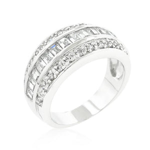 3-Row Cubic Zirconia Band - Jewelry Xoxo