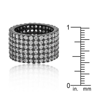 Hematite Wide Pave Cubic Zirconia Ring - Jewelry Xoxo