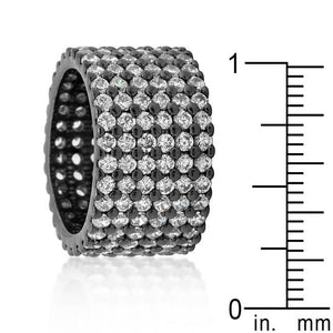 Hematite Wide Pave Cubic Zirconia Ring - Jewelry Xoxo