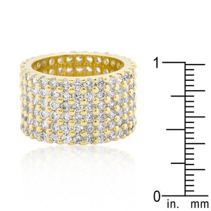 Goldtone Finishd Wide Pave Cubic Zirconia Ring - Jewelry Xoxo