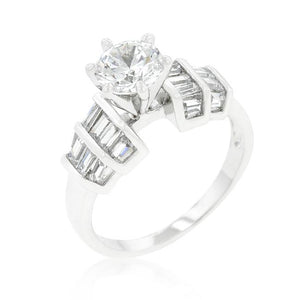 Tapered Baguette Cubic Zirconia Engagement Ring - Jewelry Xoxo