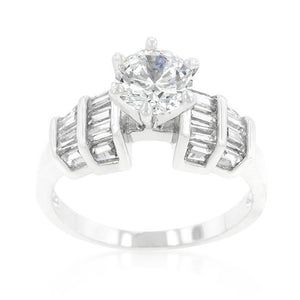 Tapered Baguette Cubic Zirconia Engagement Ring - Jewelry Xoxo