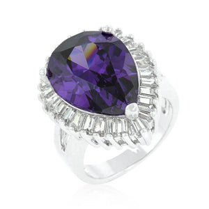 Cubic Zirconia Purple and Clear Cocktail Ring - Jewelry Xoxo