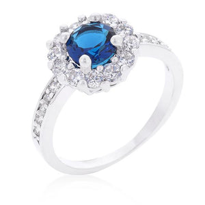 Sapphire Blue Halo Engagement Ring - Jewelry Xoxo