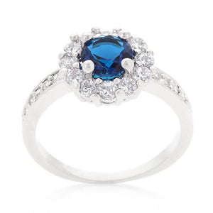 Sapphire Blue Halo Engagement Ring - Jewelry Xoxo