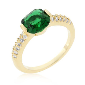 Green Cushion Cut Cubic Zirconia Engagement Ring - Jewelry Xoxo