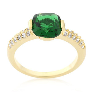 Green Cushion Cut Cubic Zirconia Engagement Ring - Jewelry Xoxo