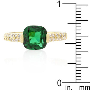 Green Cushion Cut Cubic Zirconia Engagement Ring - Jewelry Xoxo
