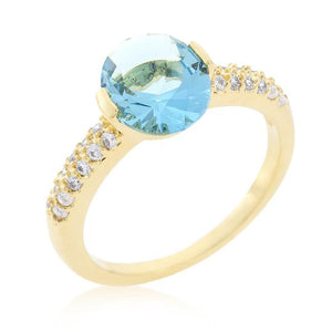 Aqua Oval Cubic Zirconia Engagement Ring - Jewelry Xoxo