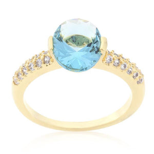 Aqua Oval Cubic Zirconia Engagement Ring - Jewelry Xoxo