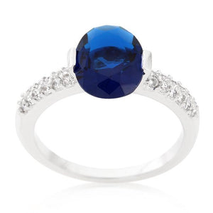 Blue Oval Cubic Zirconia Engagement Ring - Jewelry Xoxo