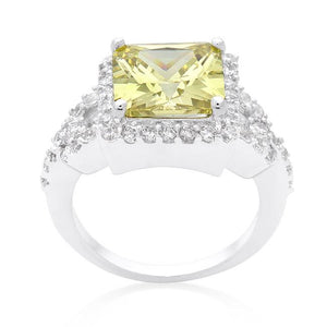 Halo Style Princess Cut Peridot Cocktail Ring - Jewelry Xoxo