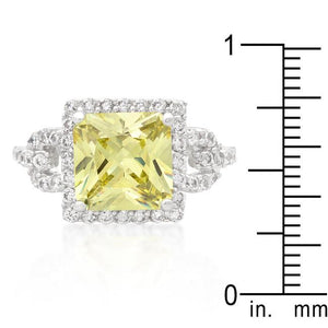 Halo Style Princess Cut Peridot Cocktail Ring - Jewelry Xoxo