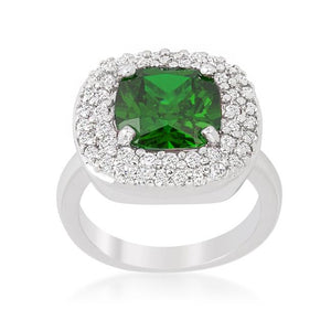 Micropave Green Bridal Cocktail Ring - Jewelry Xoxo