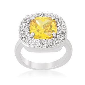 Micropave Yellow Bridal Cocktail Ring - Jewelry Xoxo