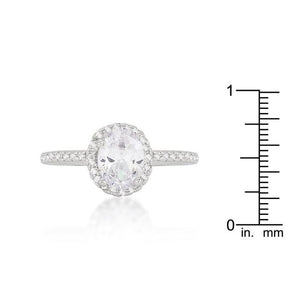 Oval-Cut Floating Halo Cubic Zirconia Engagement Ring - Jewelry Xoxo