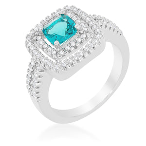 Micro-Pave Aqua Vintage Ring - Jewelry Xoxo