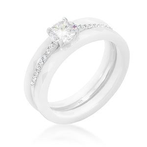 Three Ring Ceramic Set White - Jewelry Xoxo