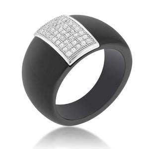 Black Ceramic Cocktail Ring - Jewelry Xoxo