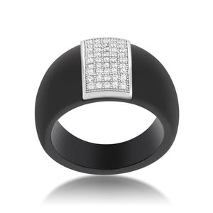 Black Ceramic Cocktail Ring - Jewelry Xoxo